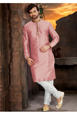 Pink Color Silk Fabric Kurta Set